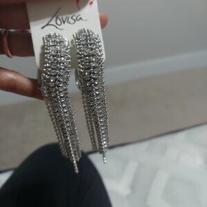 Earrings Ethnic green long, huge stud with multiple diamonds, long gold each $8